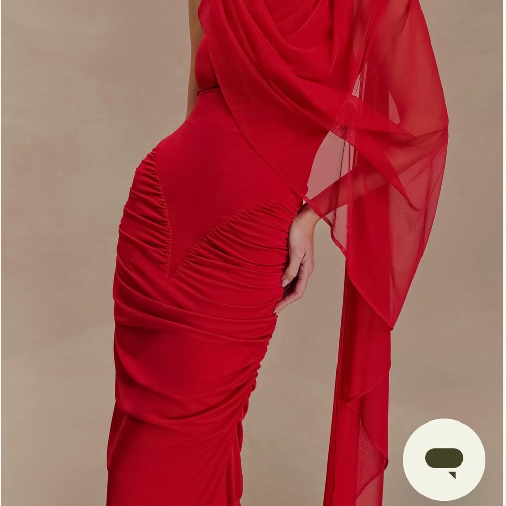 Amandine draped Red Dress